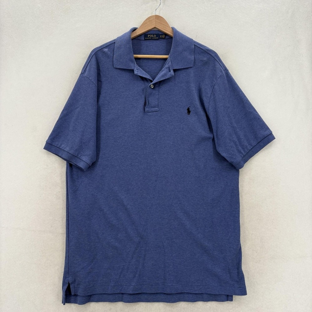 Polo Ralph Lauren Polo Shirt Mens LT Blue Solid Cotton Big Tall Pony Logo Casual